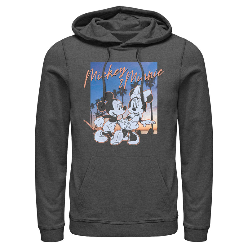 Men's Mickey & Friends Sunset Palm Trees Mickey and Minnie Pull Over Hoodie