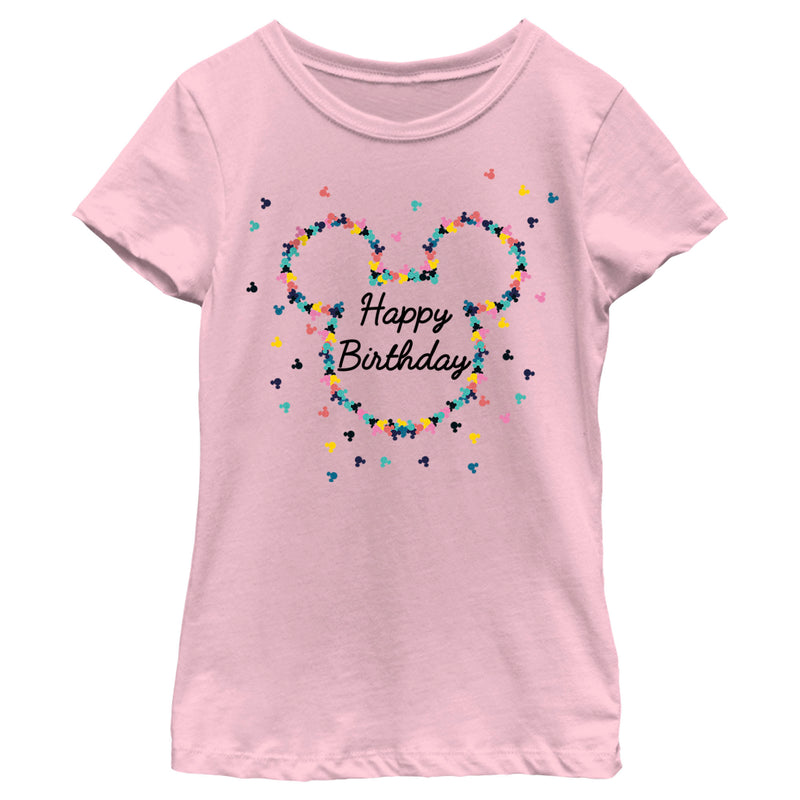 Girl's Mickey & Friends Happy Birthday Logo T-Shirt