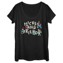 Women's Mickey & Friends Distressed Retro Characters Scoop Neck