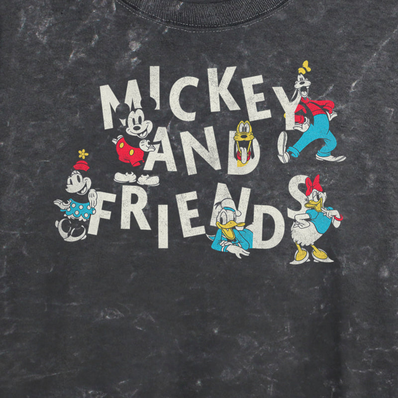 Junior's Mickey & Friends Distressed Retro Characters T-Shirt