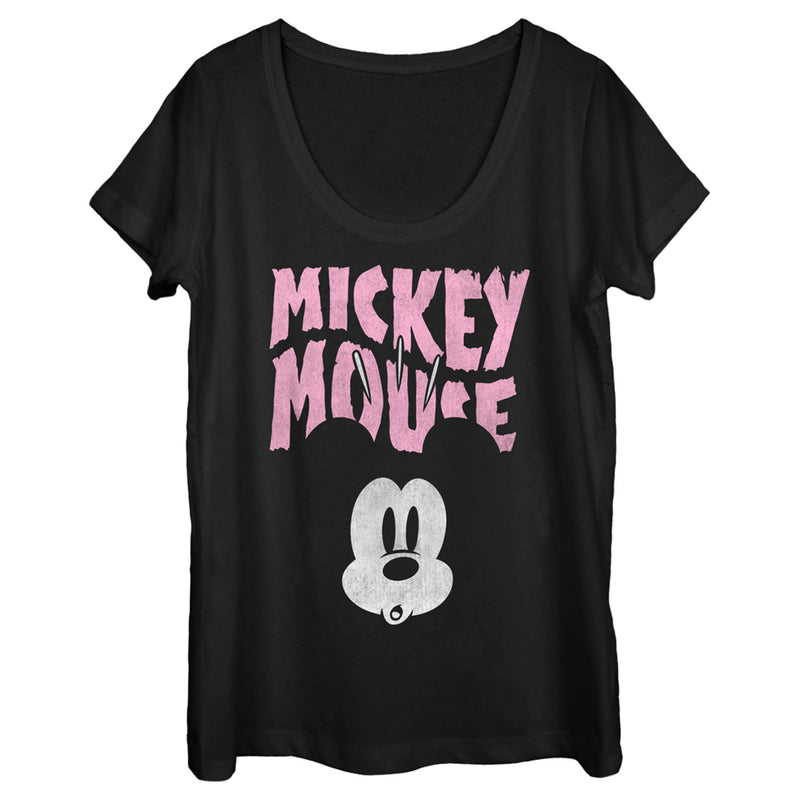 Women's Mickey & Friends Surprised Pink Logo Scoop Neck