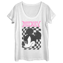 Women's Mickey & Friends Angry Checker Logo Scoop Neck