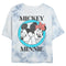 Junior's Mickey & Friends Distressed Mickey and Minnie Circle Logo T-Shirt