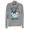 Junior's Mickey & Friends Distressed Mickey and Minnie Circle Logo Cowl Neck Sweatshirt