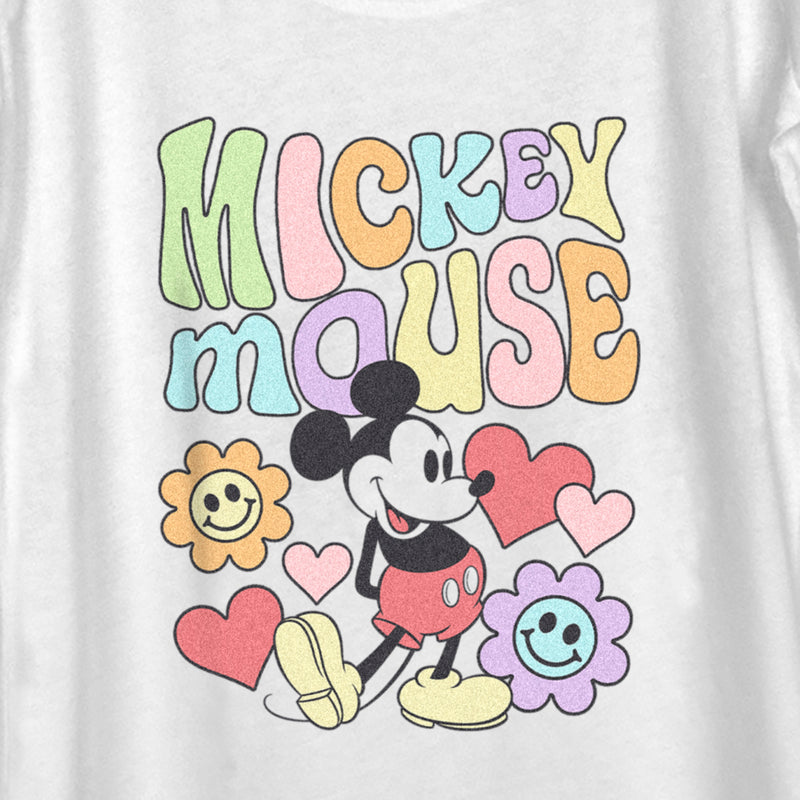 Women's Mickey & Friends Groovy Hearts and Smilies Logo Scoop Neck