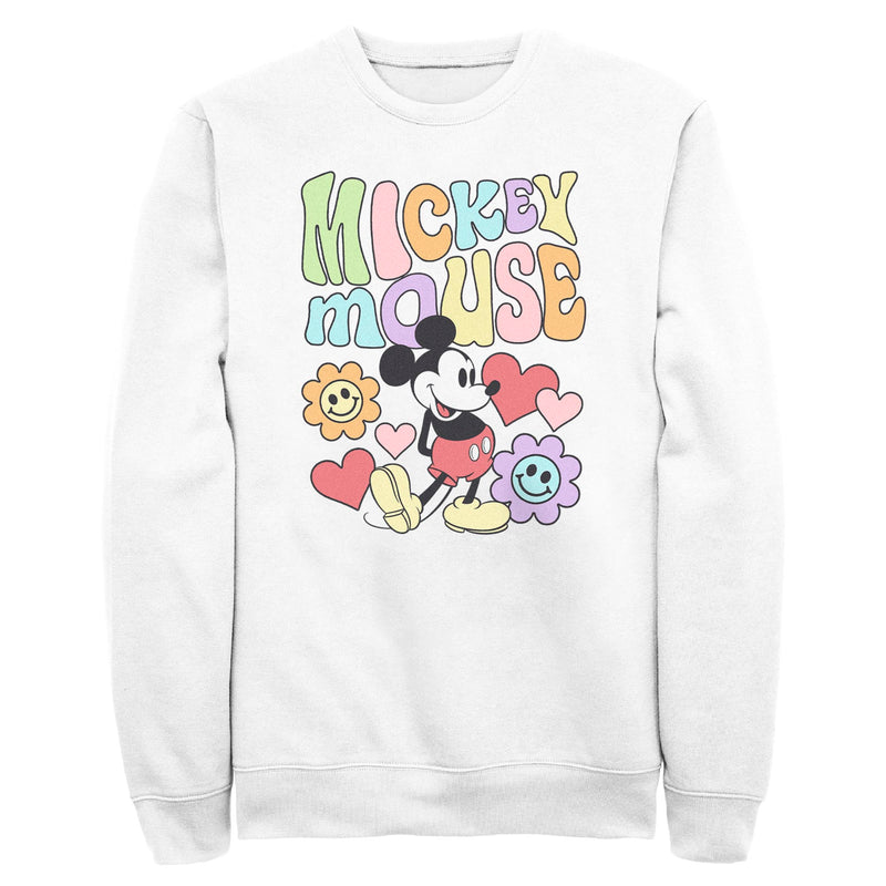 Men's Mickey & Friends Groovy Hearts and Smilies Logo Sweatshirt