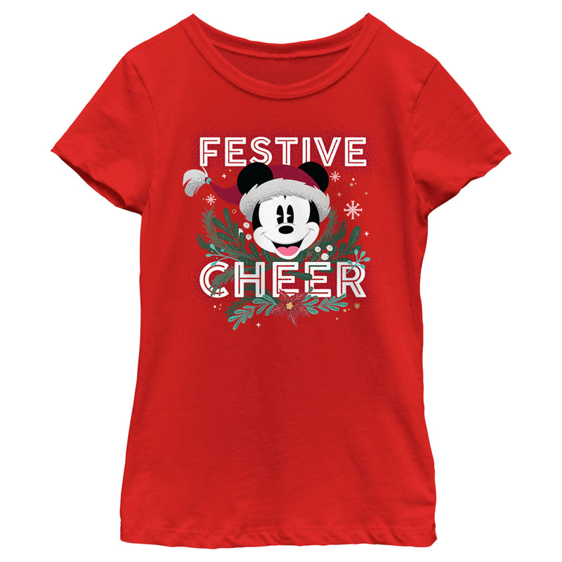 Girl's Mickey & Friends Mickey Mouse Festive Cheer T-Shirt