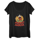 Women's Mickey & Friends Retro Distressed Spotlight Scoop Neck