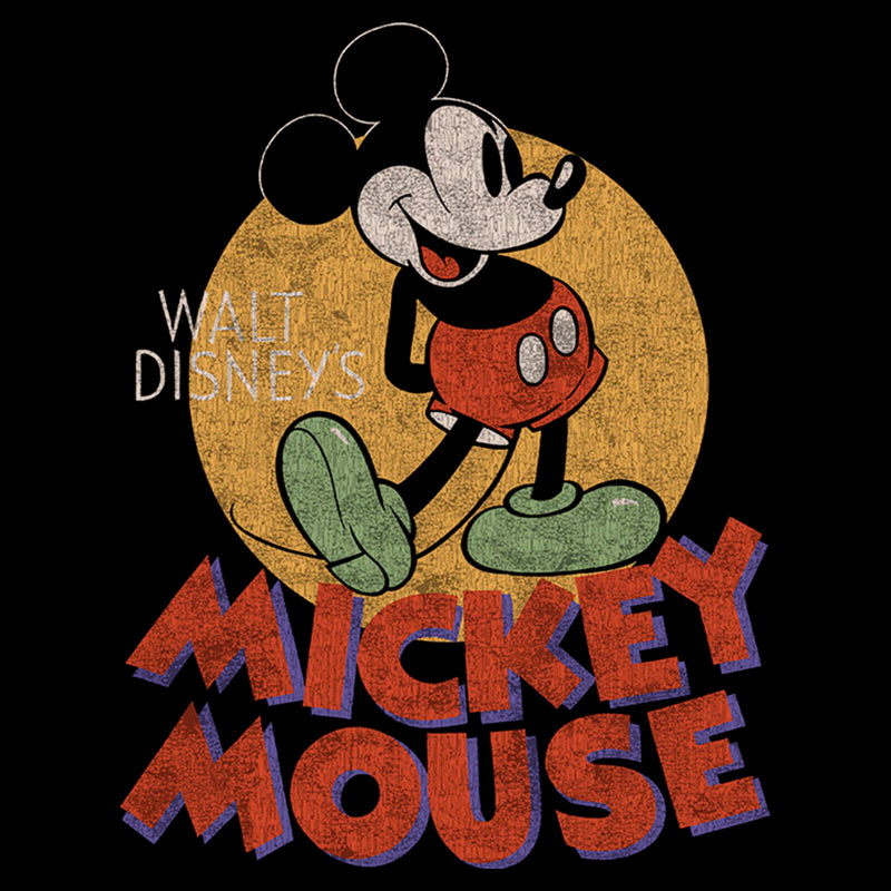 Junior's Mickey & Friends Retro Distressed Spotlight Mouse Cowl Neck Sweatshirt