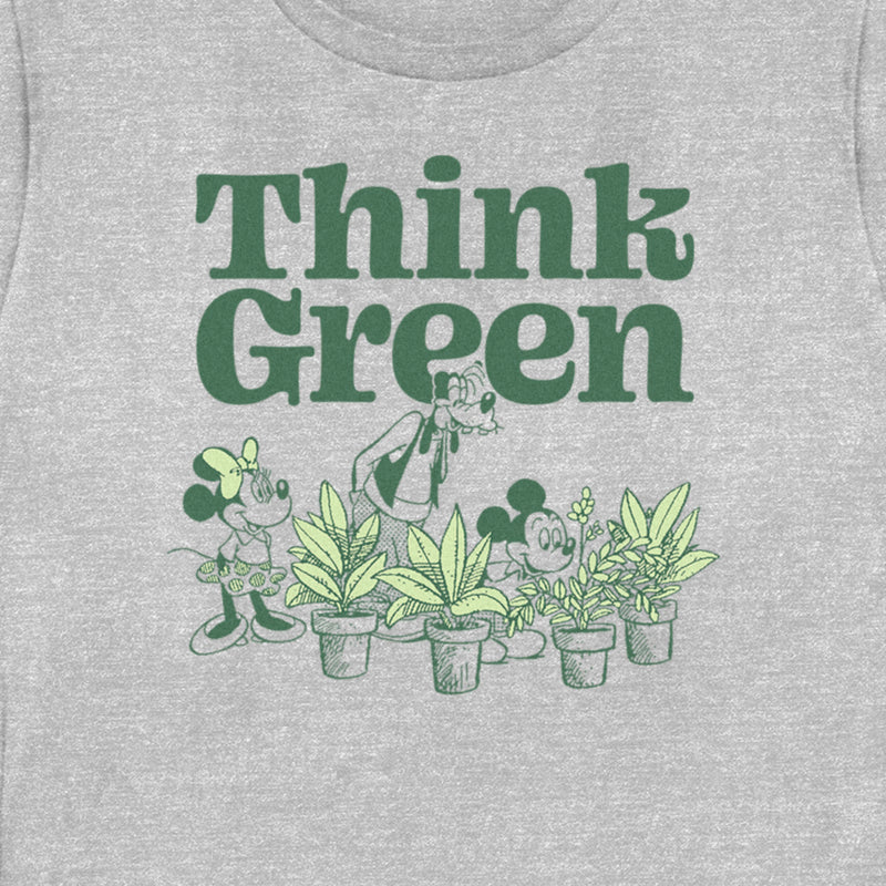 Women's Mickey & Friends Green Think Plant Lovers T-Shirt
