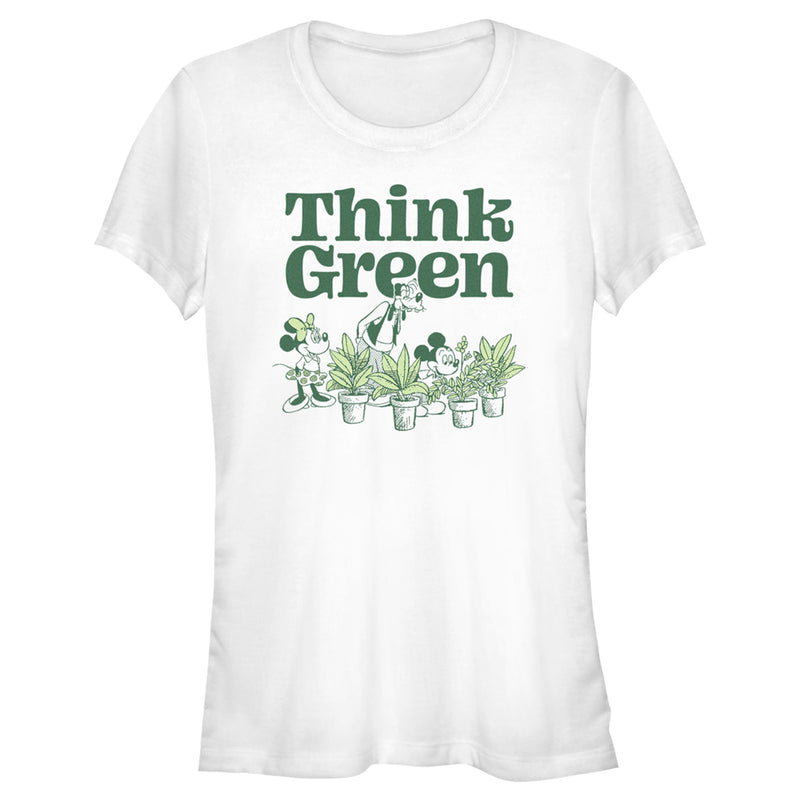 Junior's Mickey & Friends Green Think Plant Lovers T-Shirt