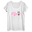 Women's Minnie Mouse Distressed Retro Logo Scoop Neck