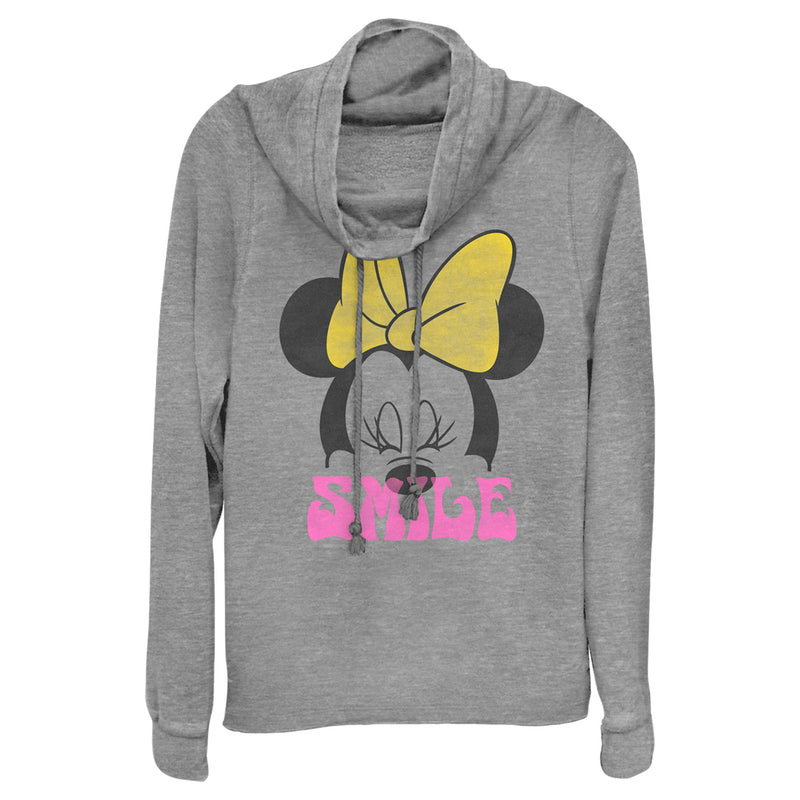 Junior's Minnie Mouse Smile Portrait Cowl Neck Sweatshirt