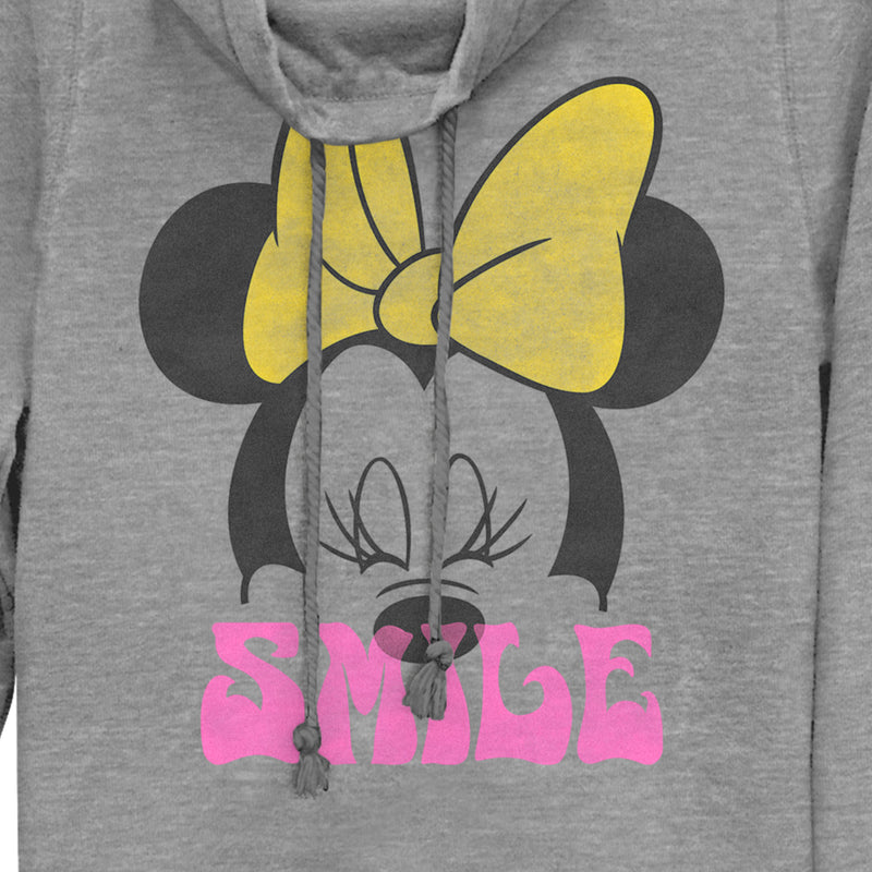 Junior's Minnie Mouse Smile Portrait Cowl Neck Sweatshirt