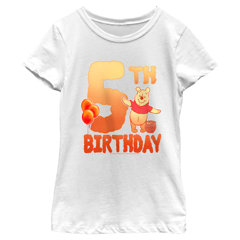 Girl's Winnie the Pooh 5th Birthday Pooh Bear T-Shirt