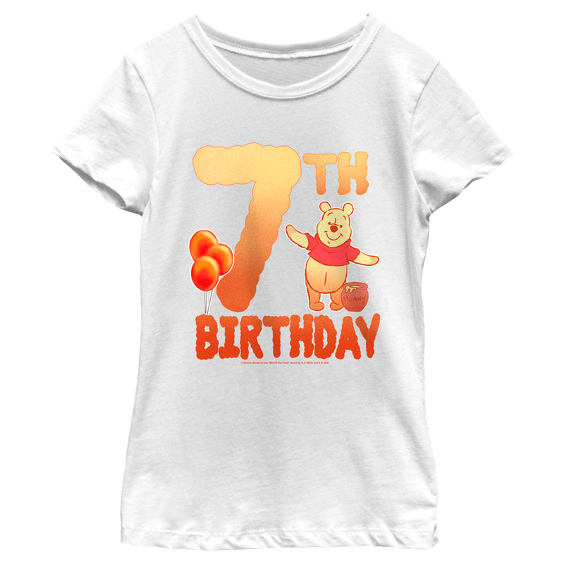 Girl's Winnie the Pooh 7th Birthday Pooh Bear T-Shirt