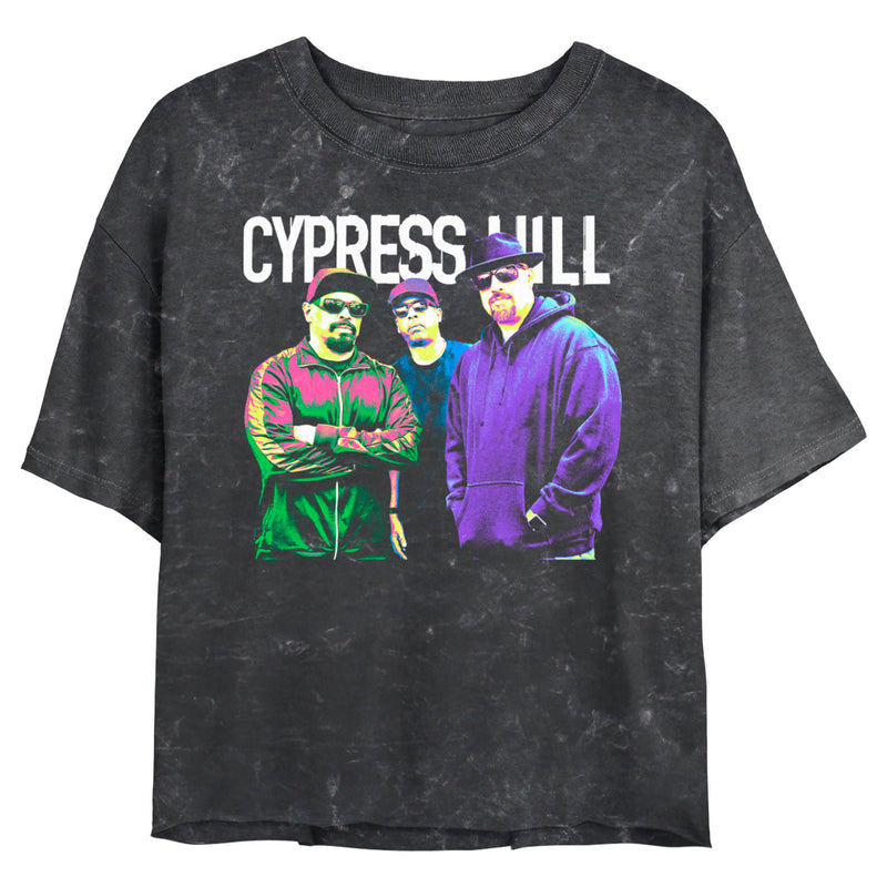 Junior's Cypress Hill Neon Band Portrait Logo T-Shirt