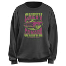 Junior's General Motors Distressed Pink and Green Chevy Camaro Sweatshirt