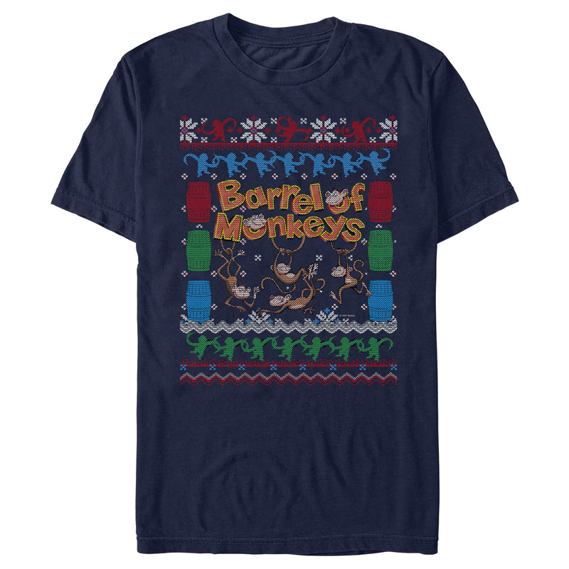 Men's Barrel of Monkeys Ugly Christmas Sweater Print T-Shirt