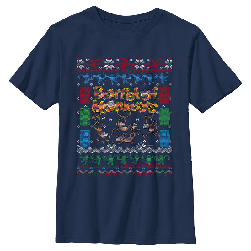 Boy's Barrel of Monkeys Ugly Christmas Sweater Print T-Shirt