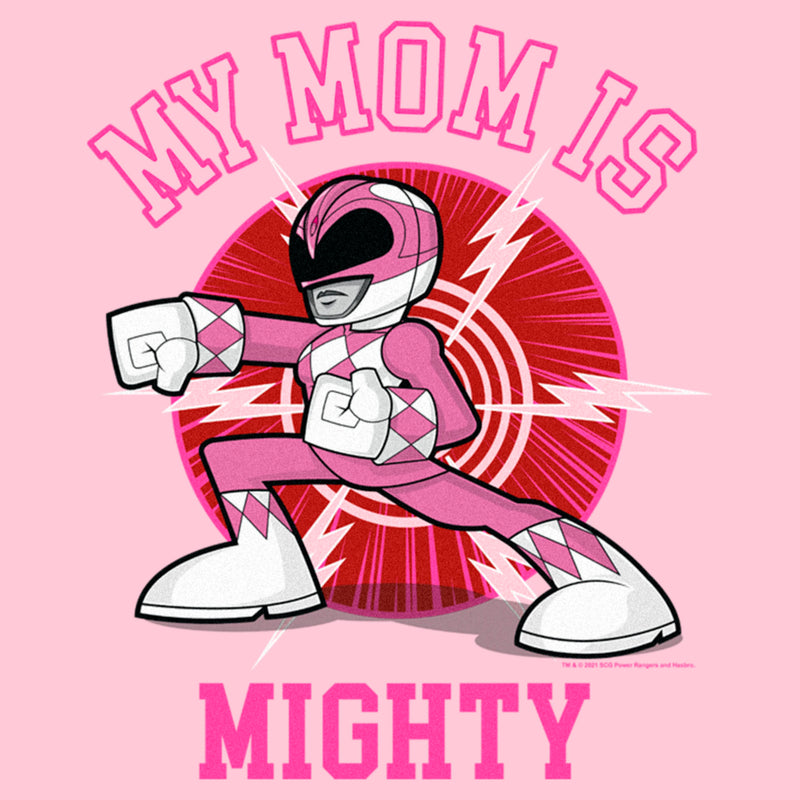 Girl's Power Rangers My Mom Is Mighty Pink T-Shirt