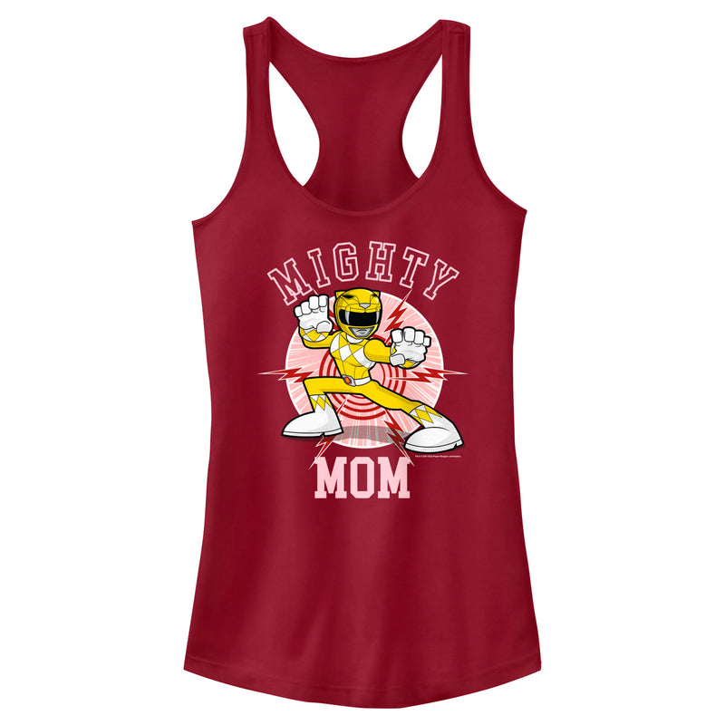 Junior's Power Rangers Mighty Mom Yellow Racerback Tank Top