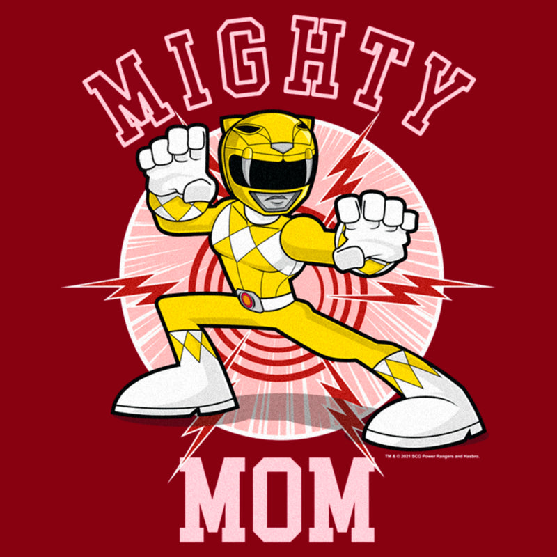 Junior's Power Rangers Mighty Mom Yellow Racerback Tank Top