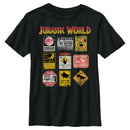 Boy's Jurassic World: Dominion Dinosaur Warning Sign Collage T-Shirt