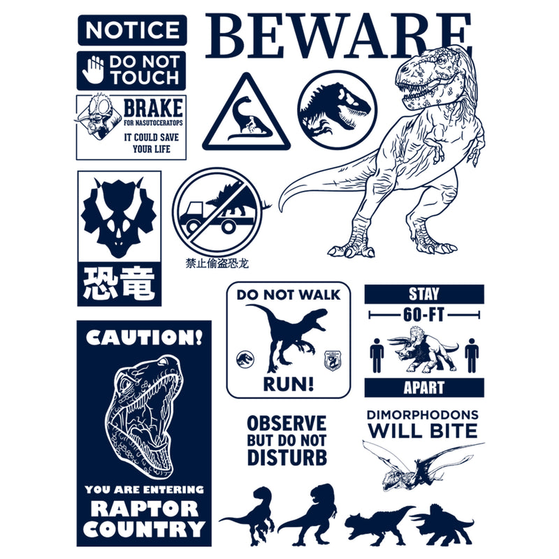 Junior's Jurassic World: Dominion Beware Dinosaur Message Collage T-Shirt