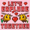 Girl's Minecraft Let's Explore Together Valentine Bee T-Shirt