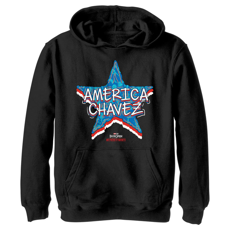 Boy's Marvel Doctor Strange in the Multiverse of Madness America Chavez Logo Pull Over Hoodie