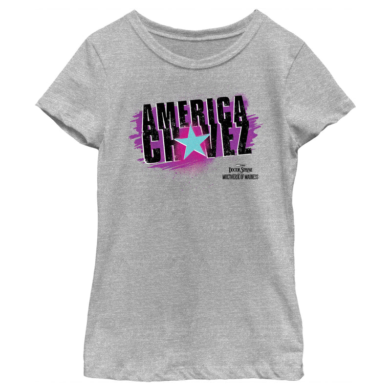 Girl's Marvel Doctor Strange in the Multiverse of Madness Spray Painted America T-Shirt