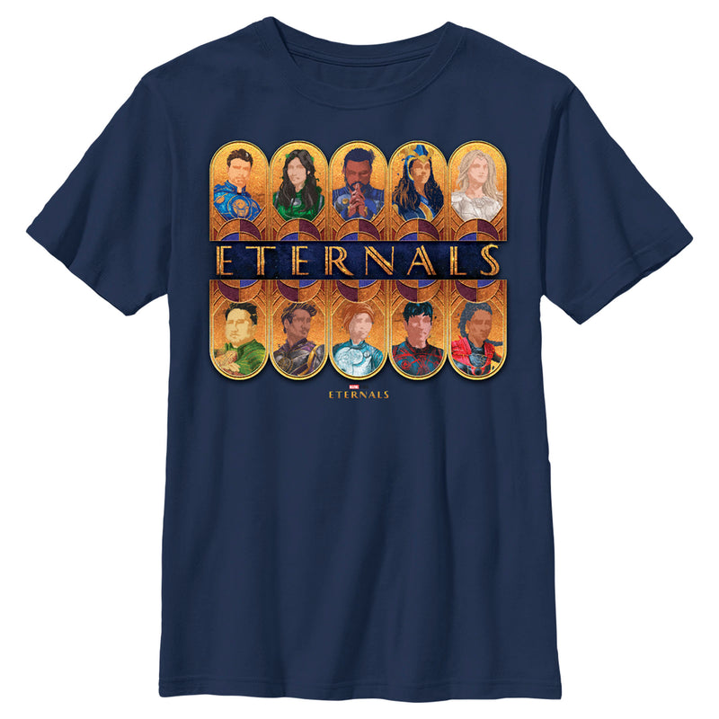 Boy's Marvel Eternals Golden Portraits T-Shirt