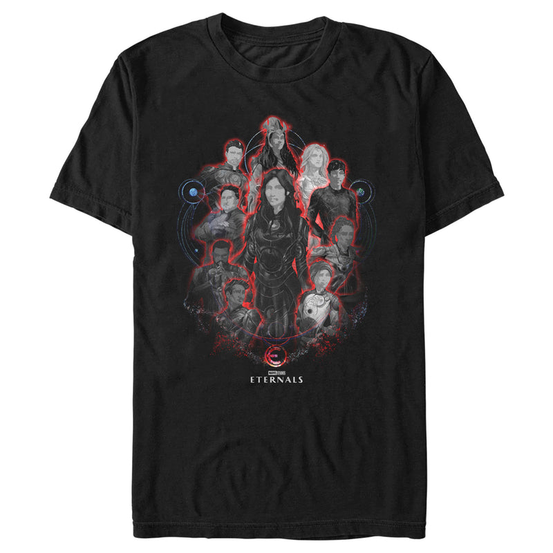 Men's Marvel Eternals Red Glow Portraits T-Shirt