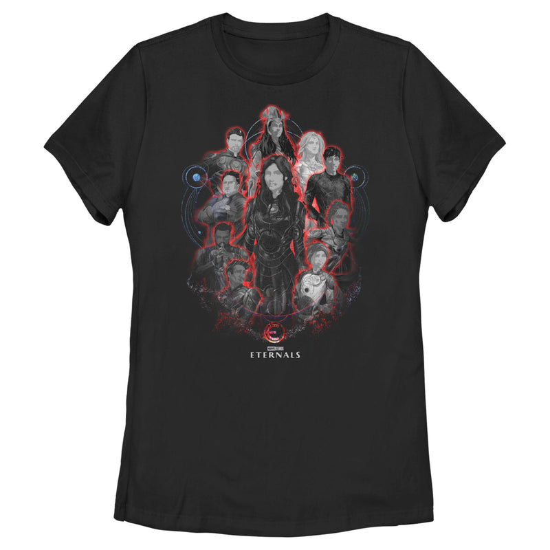 Women's Marvel Eternals Red Glow Portraits T-Shirt