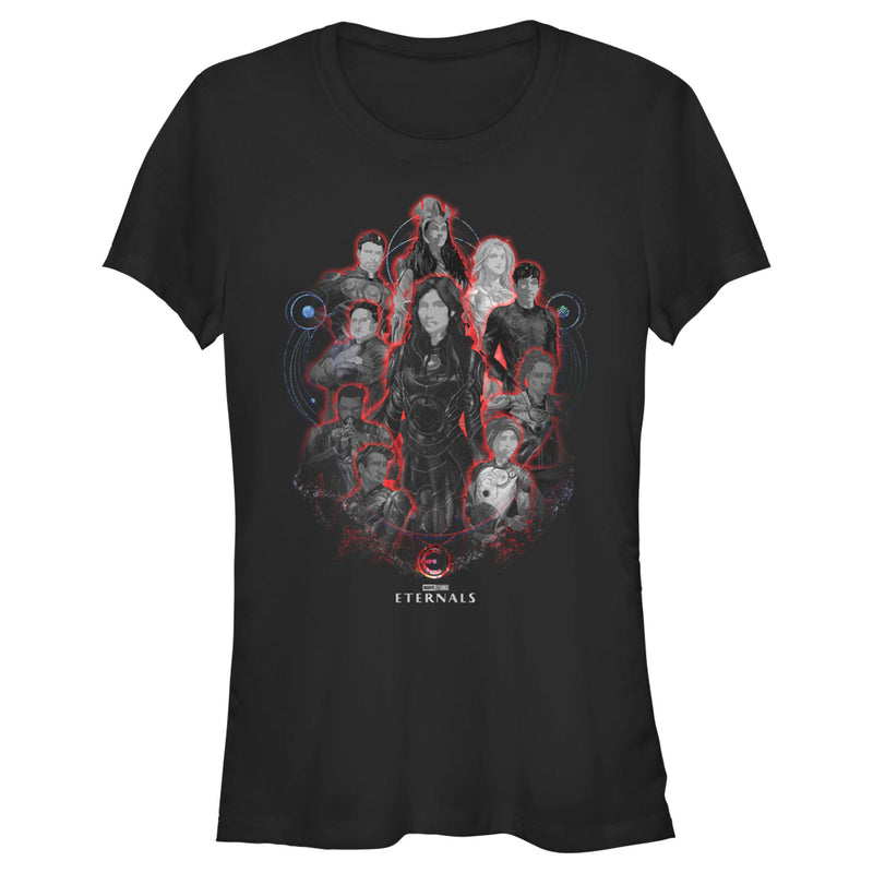 Junior's Marvel Eternals Red Glow Portraits T-Shirt