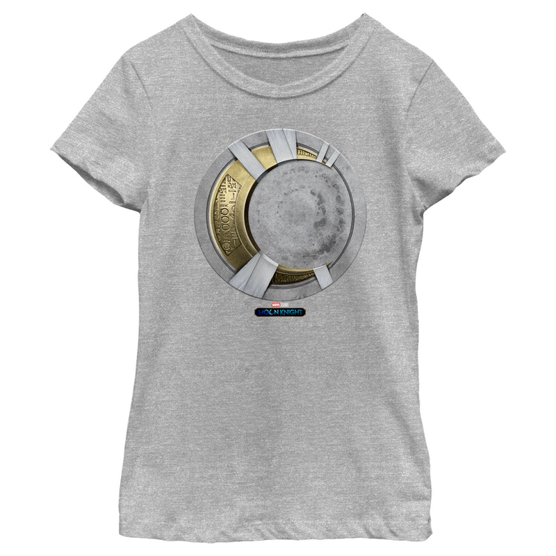 Girl's Marvel: Moon Knight Gold Mummy Wrapped Crescent Moon Emblem T-Shirt