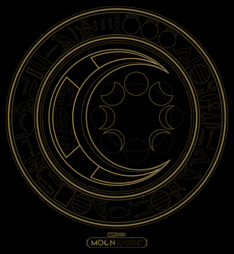 Junior's Marvel: Moon Knight Hieroglyphic Moon Phase Logo T-Shirt