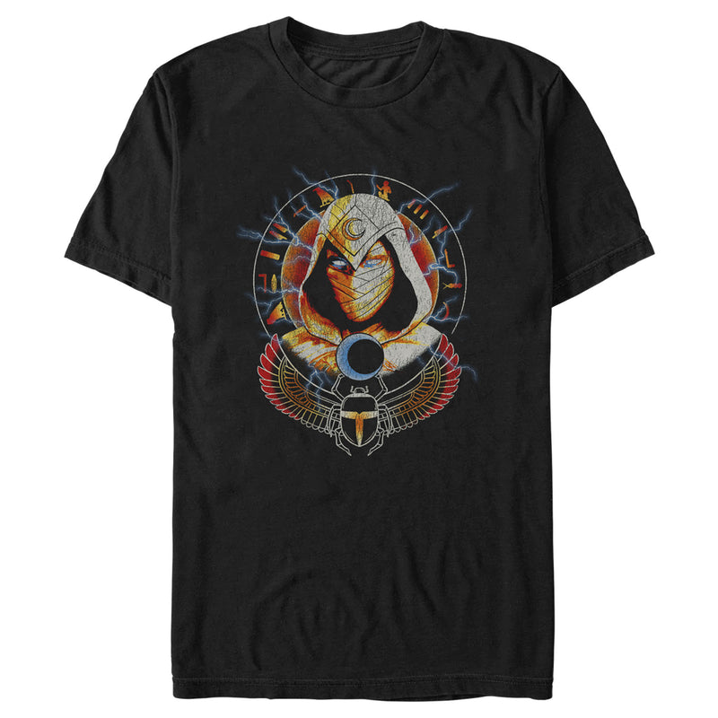 Men's Marvel: Moon Knight Lightning Winged Scarab Portrait T-Shirt