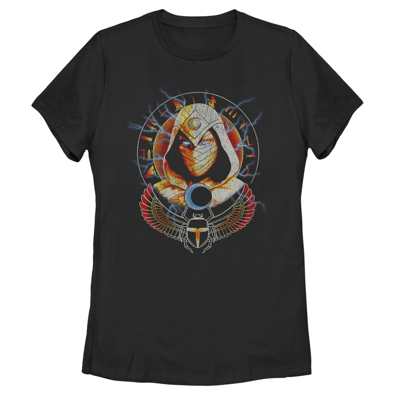 Women's Marvel: Moon Knight Lightning Winged Scarab Portrait T-Shirt