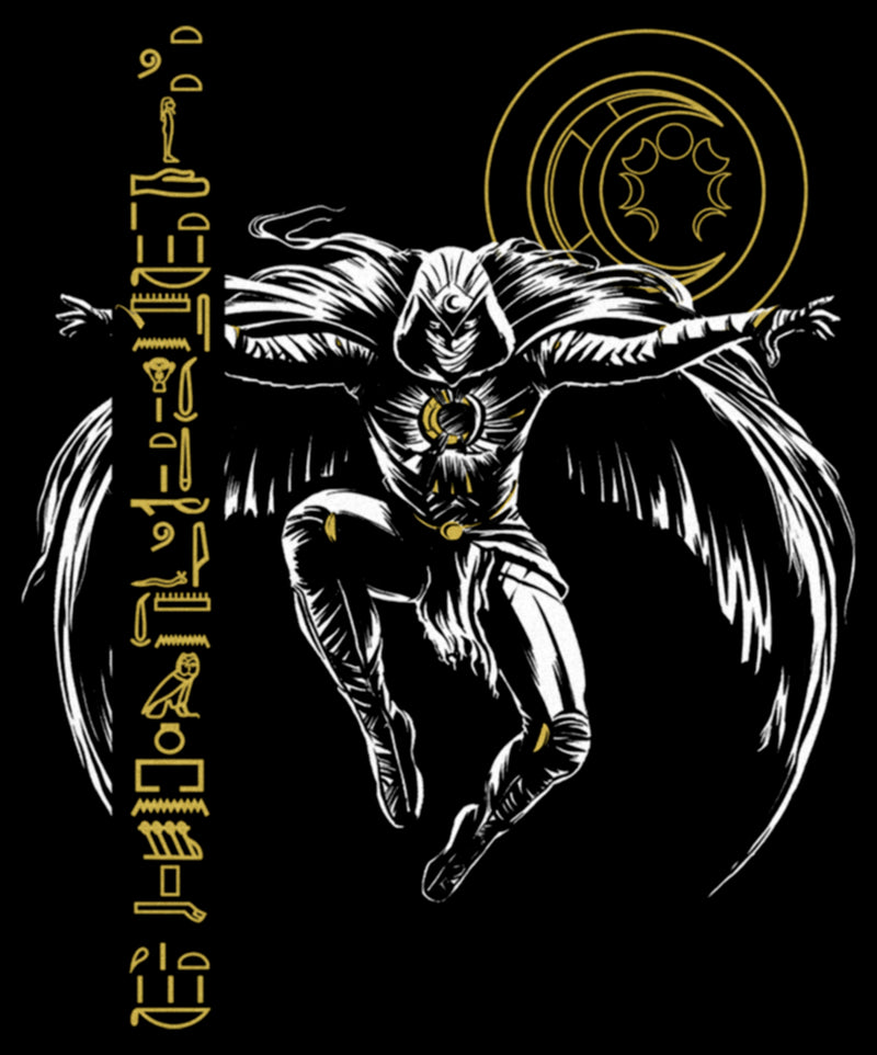 Junior's Marvel: Moon Knight Vertical Hieroglyph Sketch T-Shirt