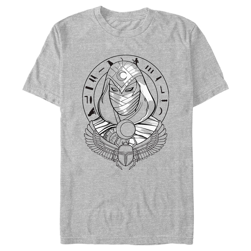 Men's Marvel: Moon Knight Winged Scarab Portrait Sketch T-Shirt