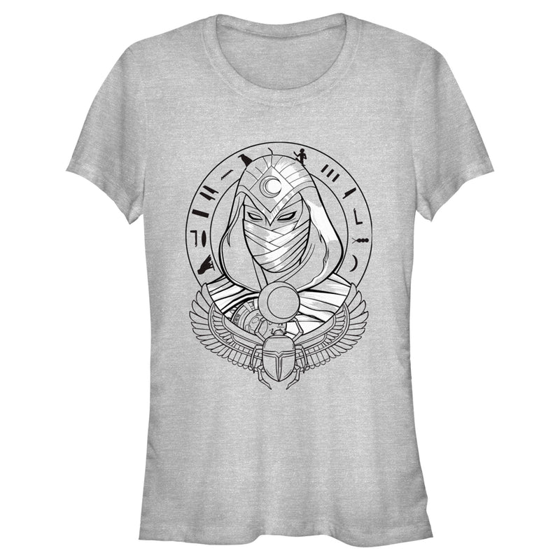 Junior's Marvel: Moon Knight Winged Scarab Portrait Sketch T-Shirt