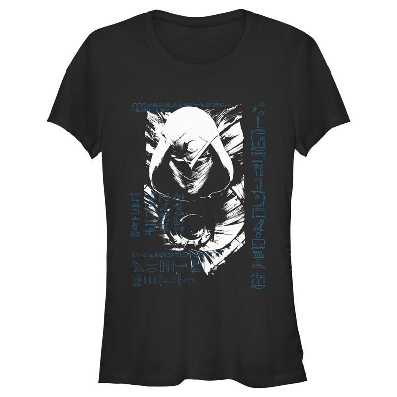 Junior's Marvel: Moon Knight Blue Hieroglyphs T-Shirt