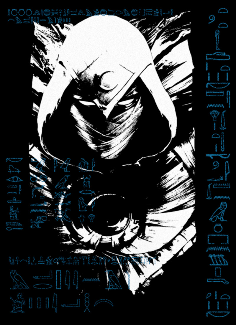 Junior's Marvel: Moon Knight Blue Hieroglyphs T-Shirt