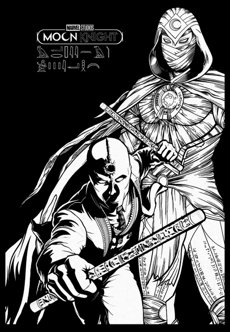 Men's Marvel: Moon Knight Duo Portrait Sketch T-Shirt