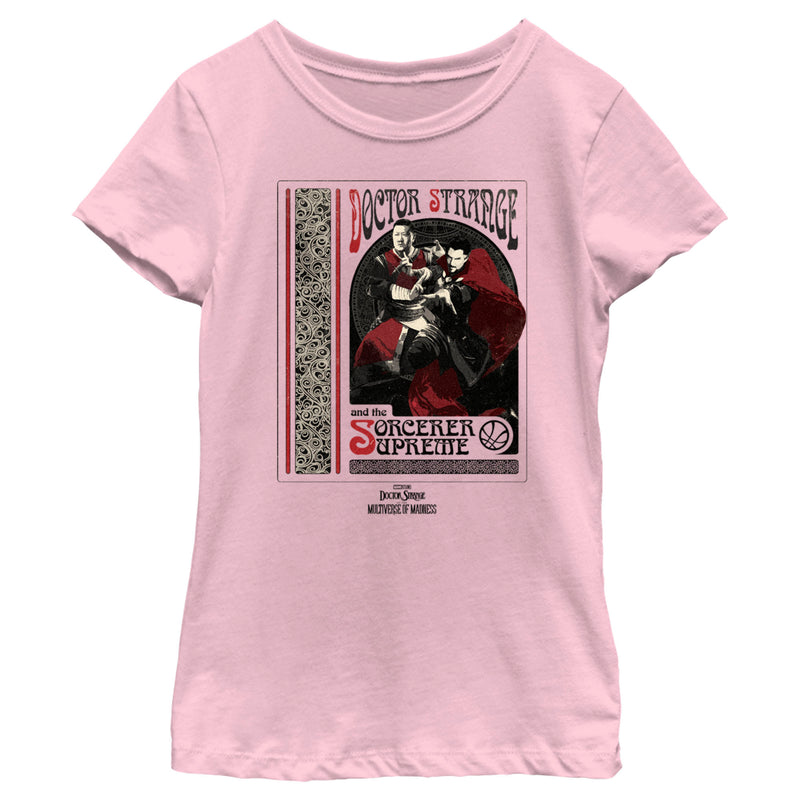 Girl's Marvel Doctor Strange in the Multiverse of Madness Strange and Wong Poster T-Shirt