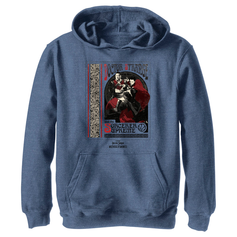 Boy's Marvel Doctor Strange in the Multiverse of Madness Strange and Wong Poster Pull Over Hoodie
