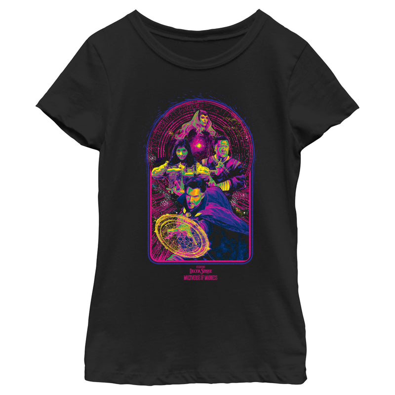 Girl's Marvel Doctor Strange in the Multiverse of Madness Neon Group Shot T-Shirt