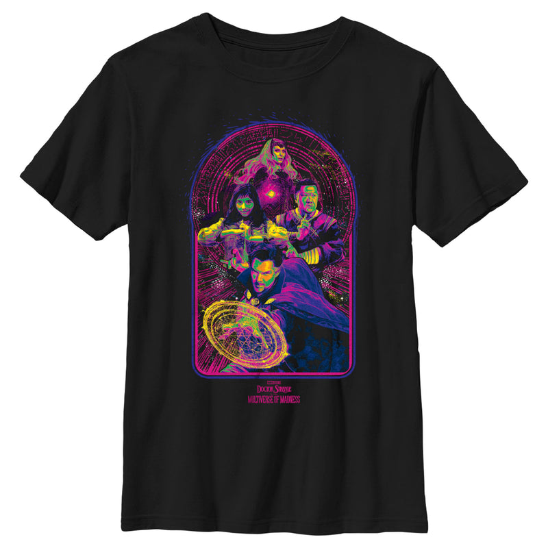 Boy's Marvel Doctor Strange in the Multiverse of Madness Neon Group Shot T-Shirt